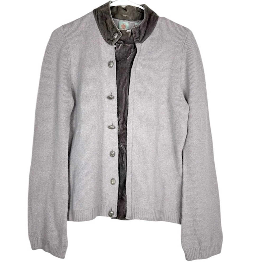 Anthropologie WHR Gray Merino Wool Button Front Cardigan Size Large